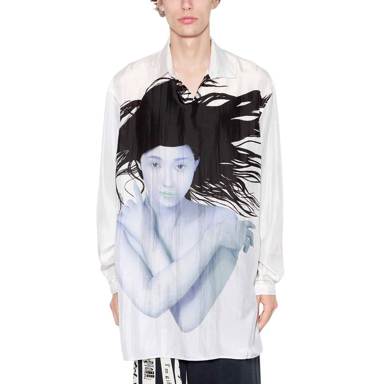 

YOJI OOAK PRINCED SILK Son of the Sun портрет шелковая рубашка с силуэтом с длинным рукавом для мужчин