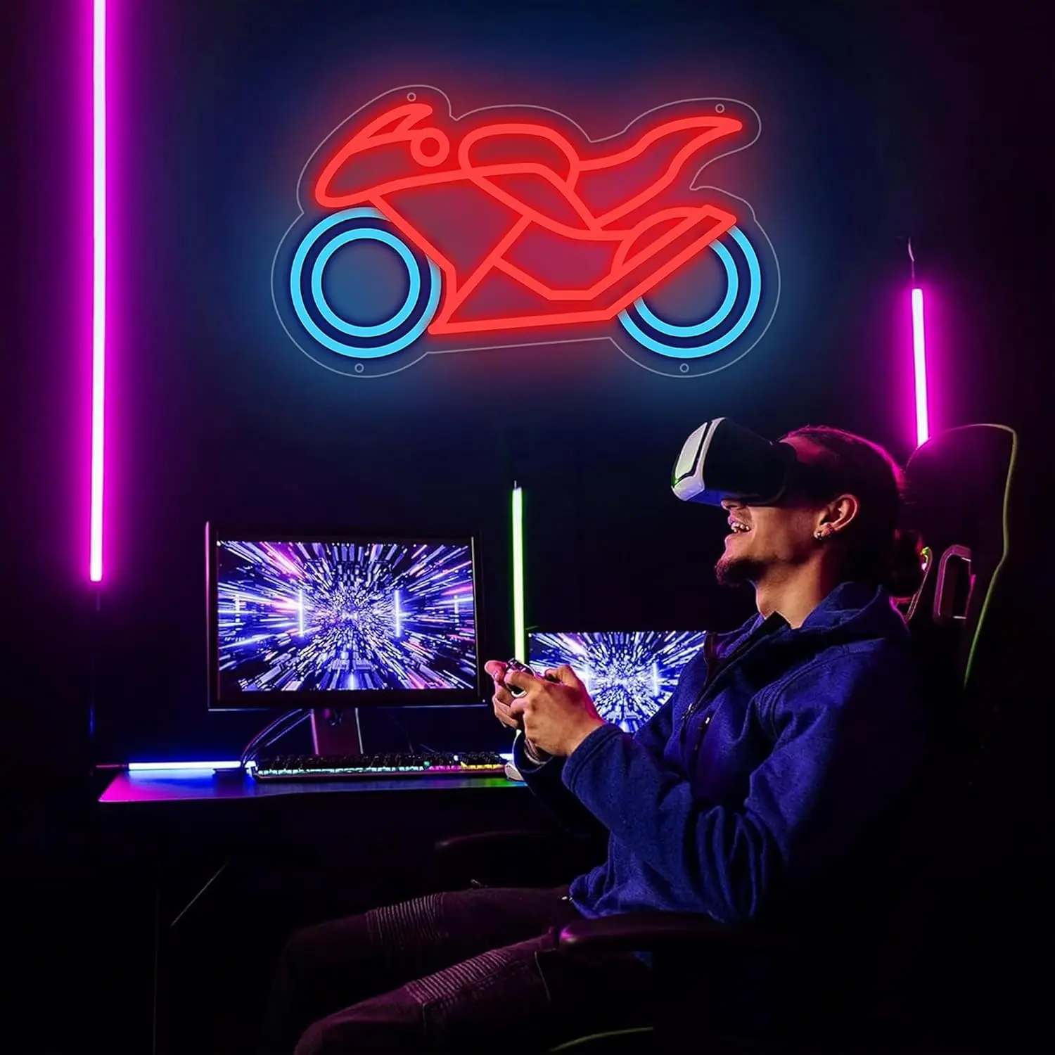 دراجة نارية النيون USB بالطاقة LED عكس الضوء LED ضوء النيون لغرفة النوم لعبة غرفة رجل الكهف بار نادي ديكور هدية شخصية #5