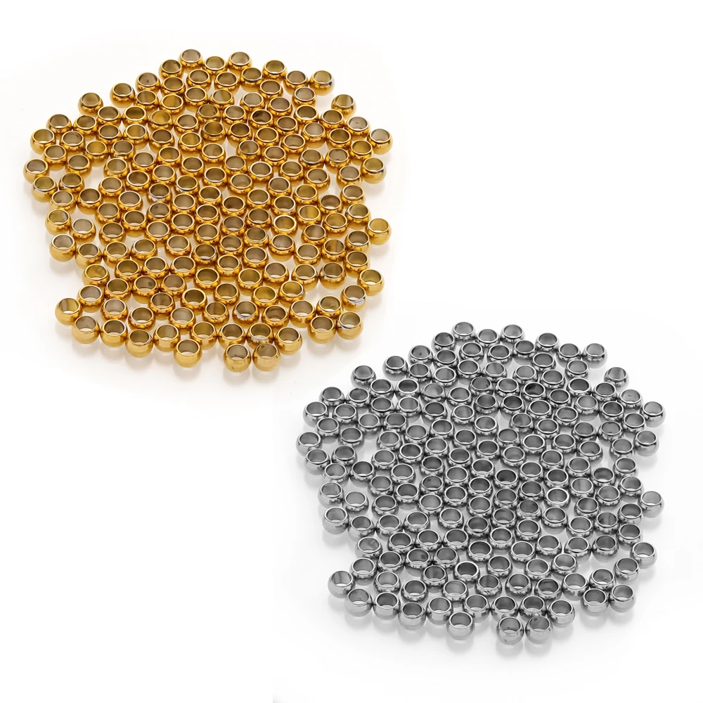 Perles d'espacement de bouchon en acier inoxydable, boule de positionnement, perles CriAJEnd pour bijoux à bricoler soi-même, fournitures exécutives, 100-200 pièces, 1.5mm, 2mm, 2.5mm, 3mm