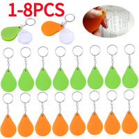 10X Key Ring Magnifying Glass Portable Plastic Lighted Magnifying Glass Solid Color for Reading Coins Hobby Travel with Key Ring