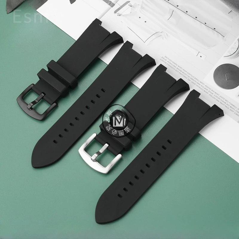 สายนาฬิกาข้อมือซิลิโคนกันน้ำสำหรับ Ax1803อาร์มานี่/Ax1802/Ax1050อุปกรณ์เสริมกลางแจ้งพร้อมอินเทอร์เฟซเว้า31X14มม. สายรัดของผู้ชาย