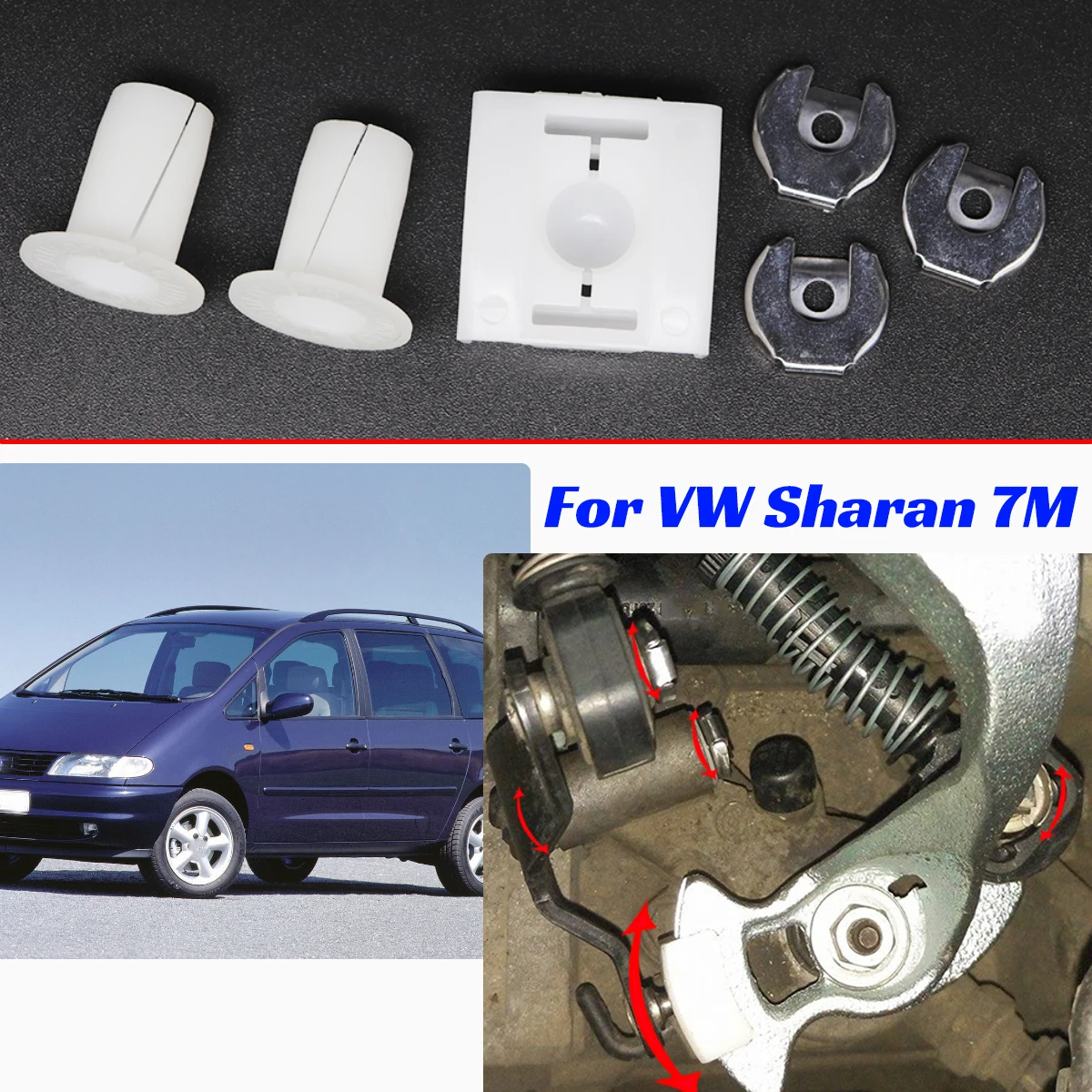 

For VW Sharan 7M Gear Selector Wiring Lock Washer Shift Relay Lever Slide Shoe Bushing Bearing Kit 1997-2010 Manual Trans Parts
