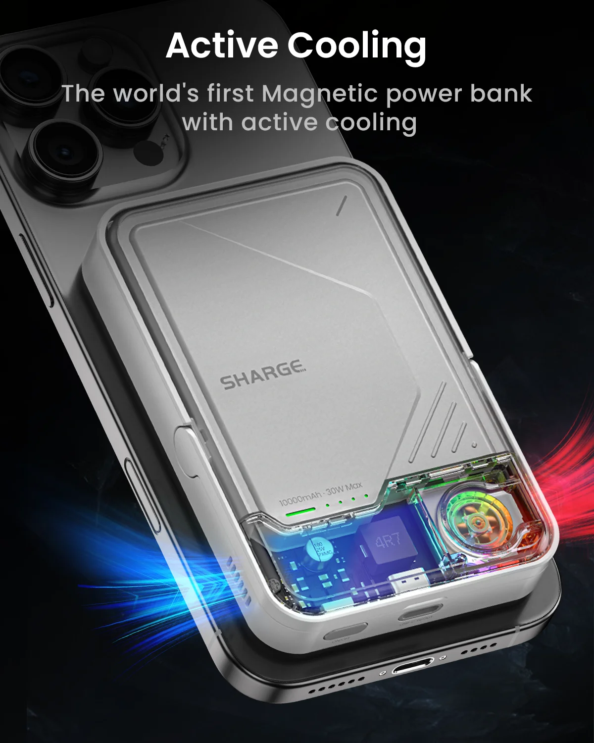 SHARGE ICEMAG 2 MagSafe Power Bank 15W Qi2 Portable Charger with Active Cooling 10000mAh Battery Pack for iPhone 16/15 Galaxy - Image 2