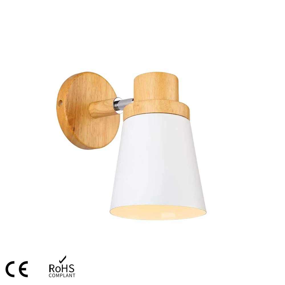 4 colors wooden wall lights bedside E26 E27 wall lamp wall sconce modern 85-285V wall light for bedroom Nordic steering head