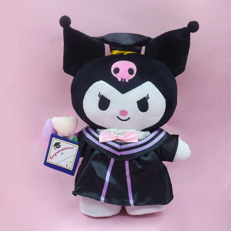 Hello Kitty อะนิเมะ Graduation Plush Cinnamoroll My Melody Kuromi Plushie ตุ๊กตาหมอนนุ่มตุ๊กตาสัตว์ของขวัญสําเร็จการศึกษา