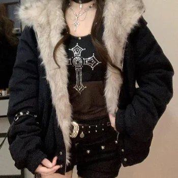 Manteau ample en fourrure pour femme, doublure élégante, col...