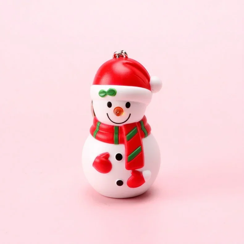 Santa Claus Christmas Snowman Christmas Tree LED Sounding Luminous Keychain Pendant Christmas Creative Gifts