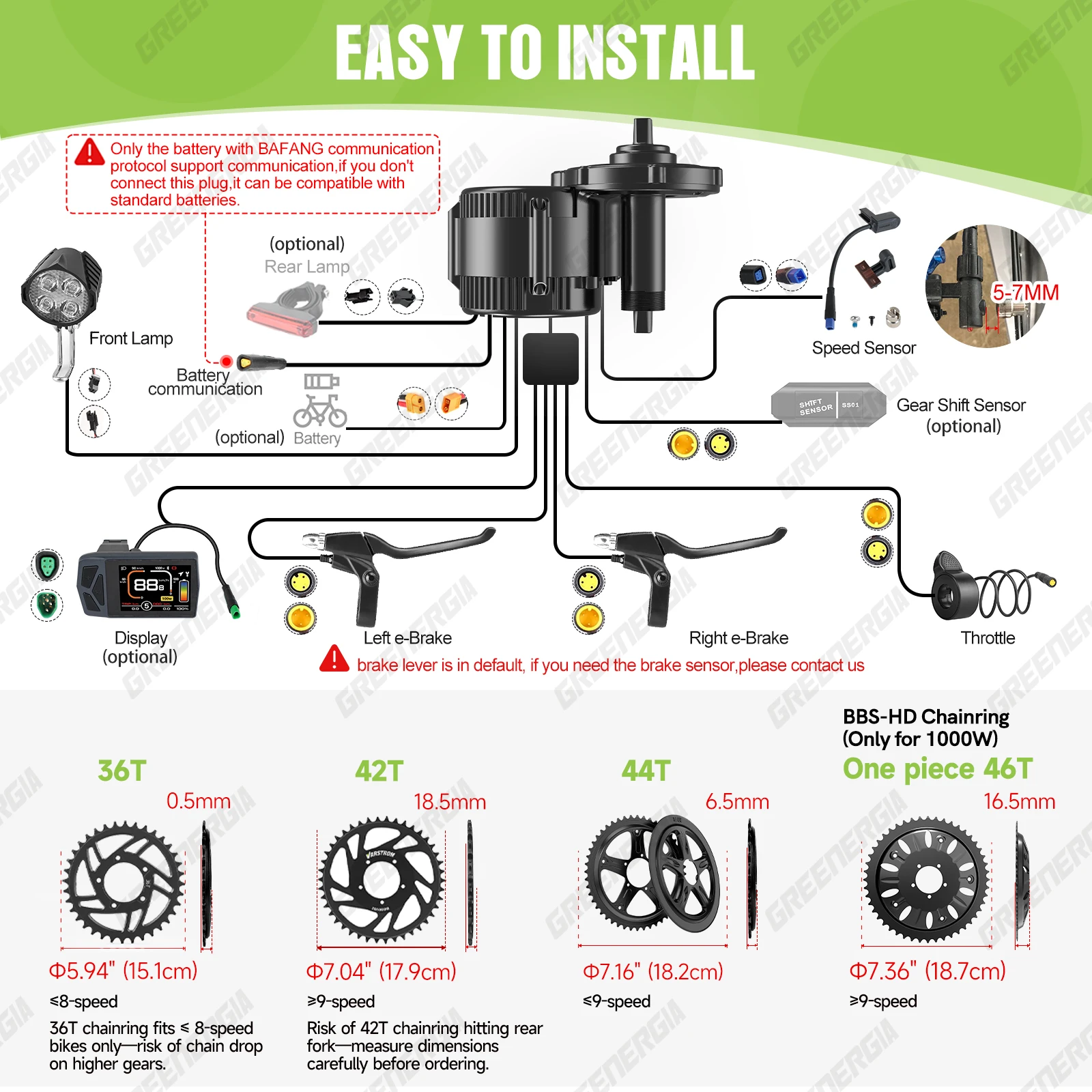 BAFANG 48 فولت BBS02B CAN موتور M615 M325 M215 منتصف محرك دراجة كهربائية تحويل عدة 1000 واط 750 واط 250 واط 500 واط المحرك BBSHD BBS02B BBS01B