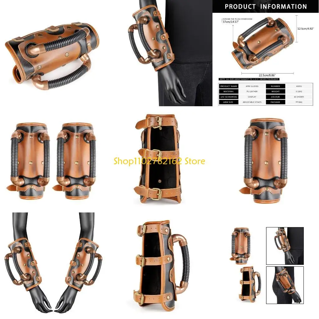 

547B Medieval Arm Guards Halloween Adult Buckle Bracers Knight Armband Costume Retro Wristband for Men Women Party Cosplay
