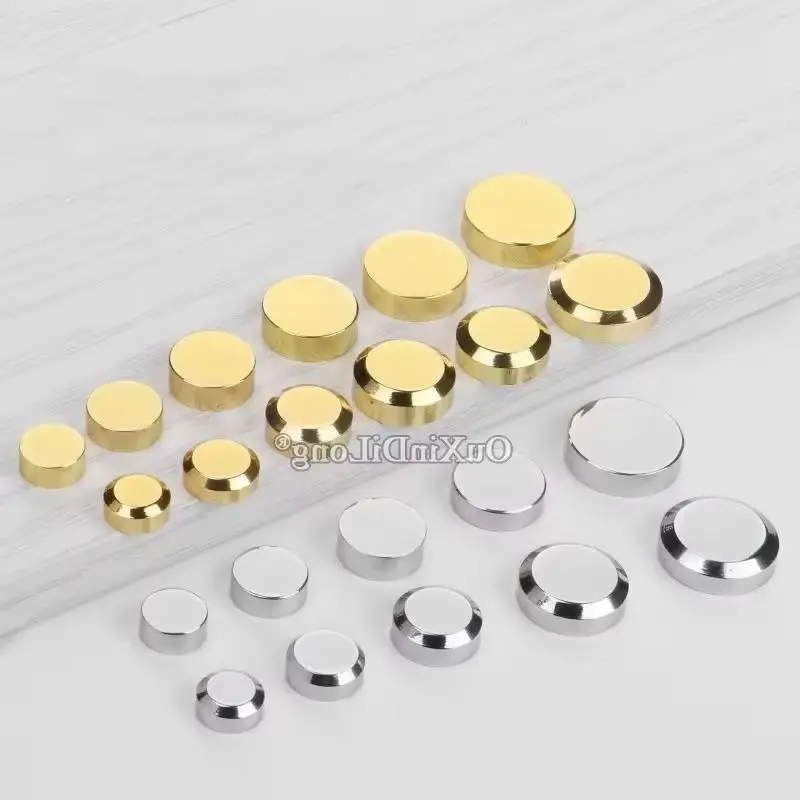 Brand New 200PCS Pure Brass Glass Mirror Nails Acrylic Billboard Sign Flat Advertising Nails Gold Decorative Caps Screws
