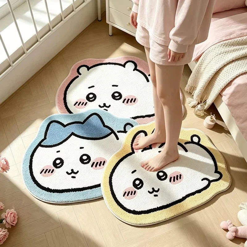 Kawaii Chiikawa Cartoon Irregular Shaped Floor Mat, Cute Non Slip Soft Plush Rug, Bedroom Doormat, Bath Mat, Kawaii Home Decor