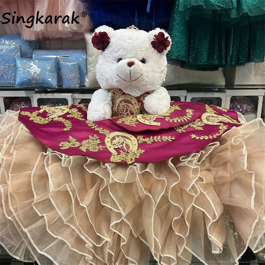 Special Link For Mexi Personalized Quinceanera Teddy Bear Dress Appliques Ruffles Horse Embroidery Bear Not Includ Customized 