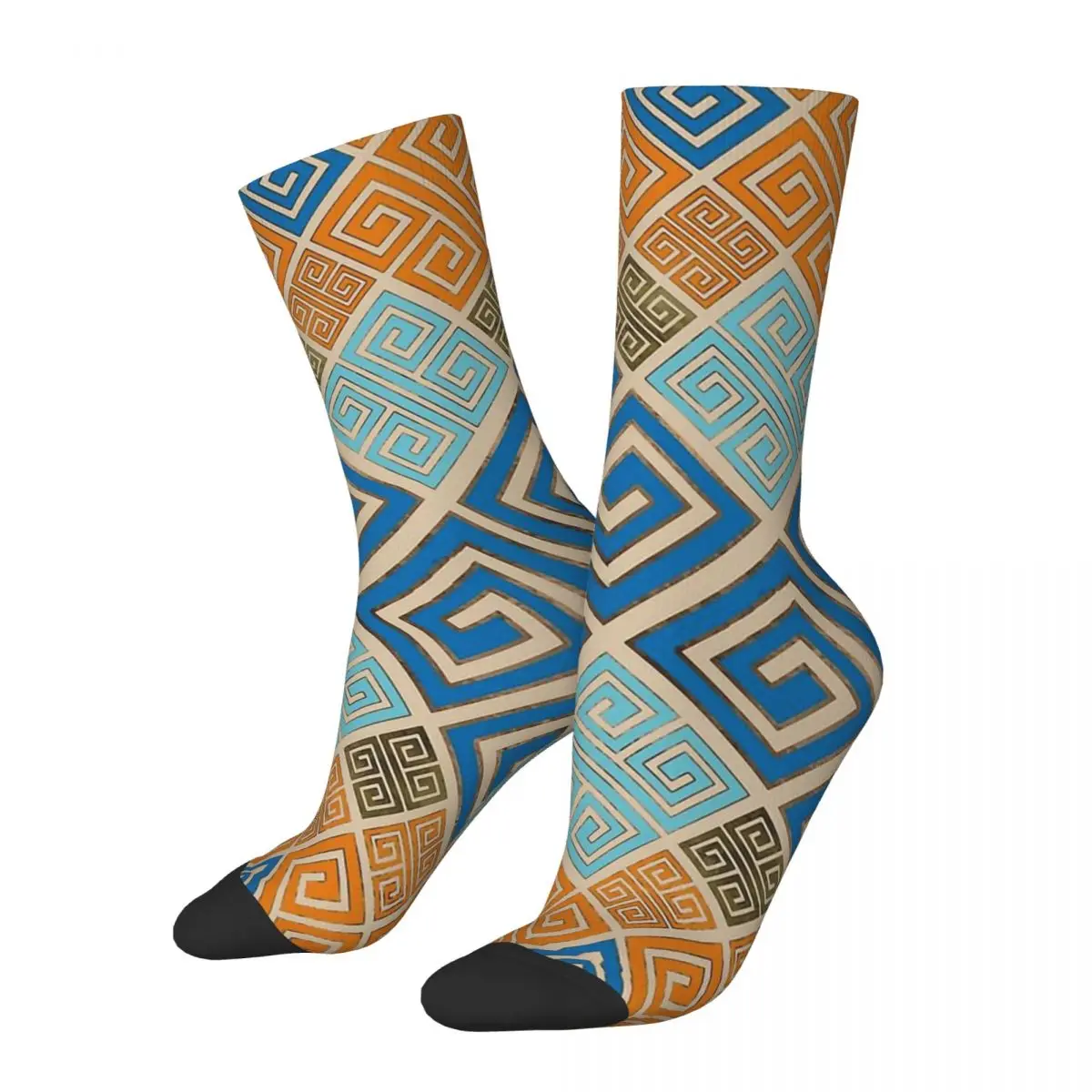 Meander Pattern Greek Key Ornament Unisex Winter Socks Cycling Happy Socks street style Crazy Sock