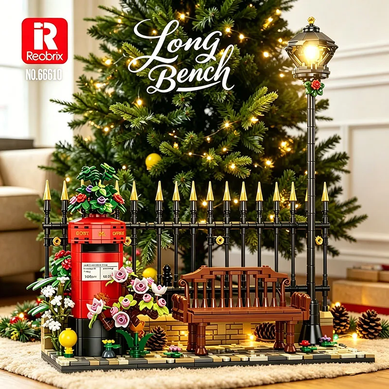 

Набор строительных блоков «Британская уличная сцена: Длинная скамья» из 1057 деталей с LED-подсветкой, развивающая игрушка-головоломка, уникальный подарок для взрослых