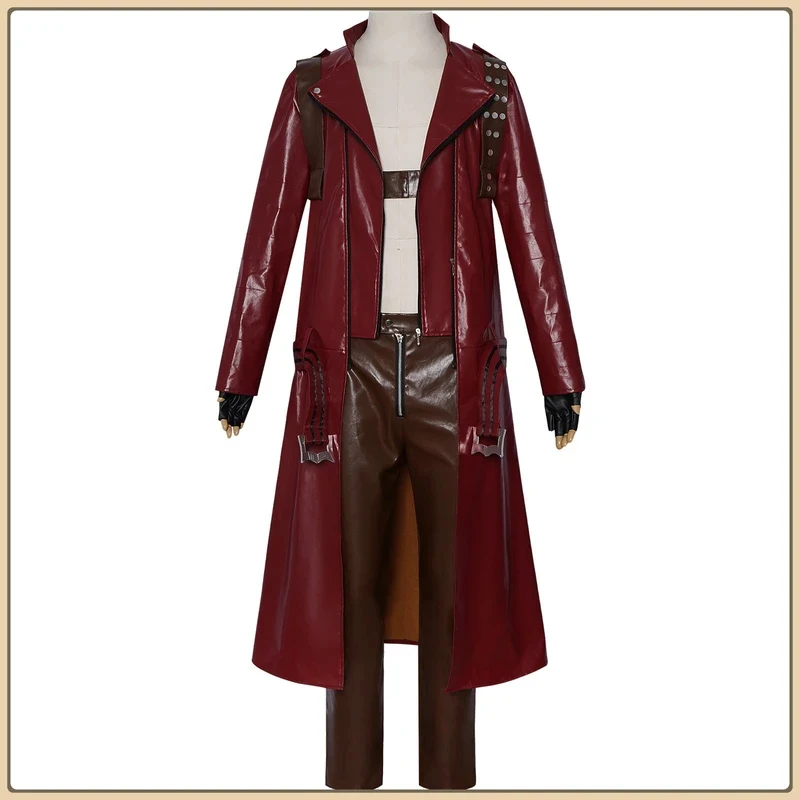 

ABC123Popular Game Character Dante Cosplay Costume Fashion Red Leather Jacket Full Set High Quality Halloween Party x,3;b'2.