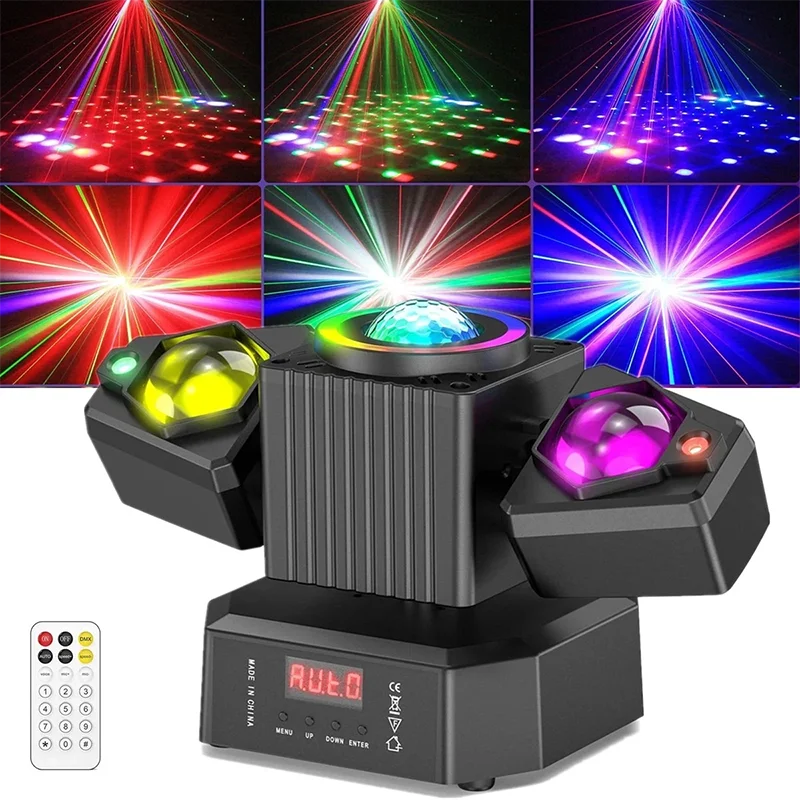 

50W LED Beam Moving Head Light Red Green Laser Disco Light with Magic Ball Rotating Remote Control Suitable for DJ Party Birthda