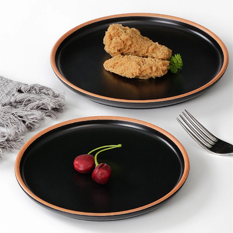 

Melamine Dinner Plate Round Imitation Porcelain Steak Dish Thickened Food Serving Tray Dishwasher Safe BPA Free Kitchen Dishes