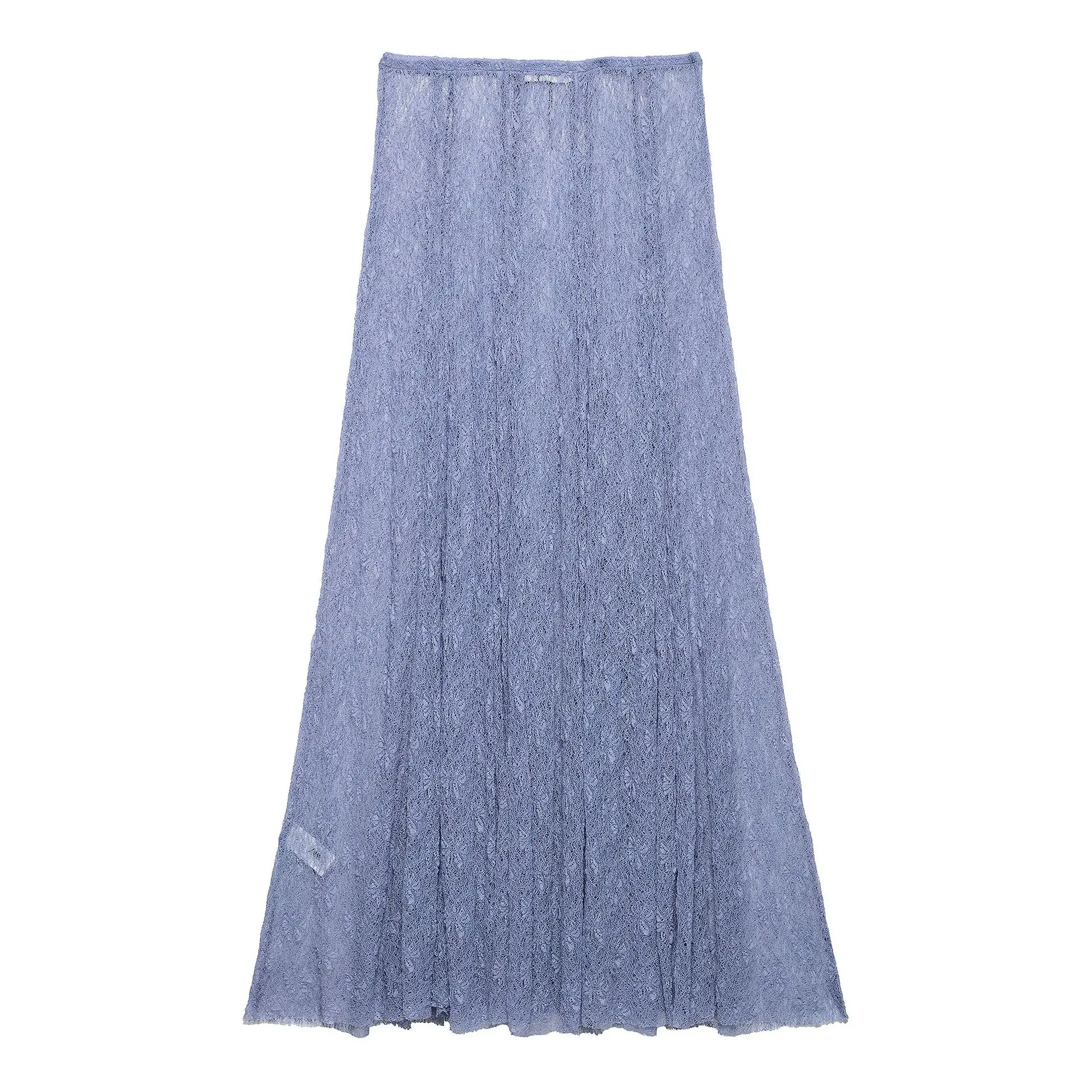 Ropa de mujer 2025, novedad de verano, conjunto de falda de medio cuerpo y Top en capas de encaje transparente
