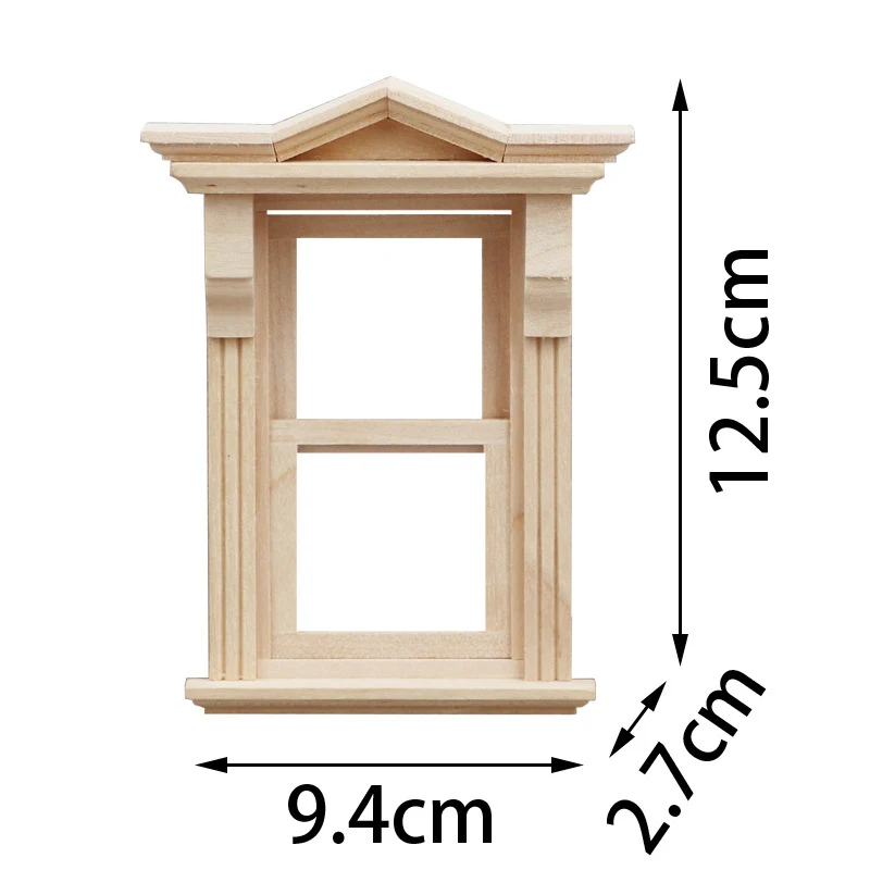 Poppenhuis Miniatuur Houten Deurraam Op En Neer Duwen Ramen Model Doe-Het-Zelver Poppen Meubelscène Decor Speelgoedaccessoires