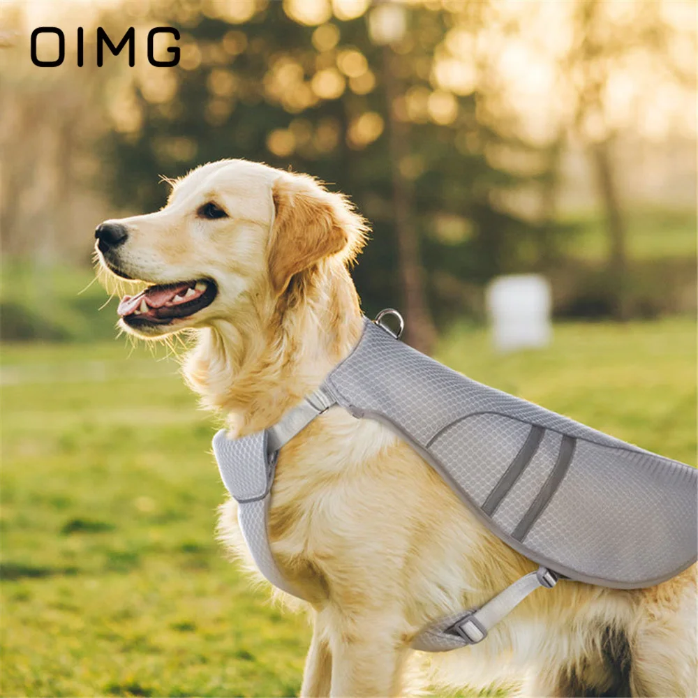 

OIMG Summer Pet Cooling Clothes Small Dogs Outdoor Travel Cold Vest Corgi French Bulldog Shiba Inu Grey Reflective Strip T-Shirt