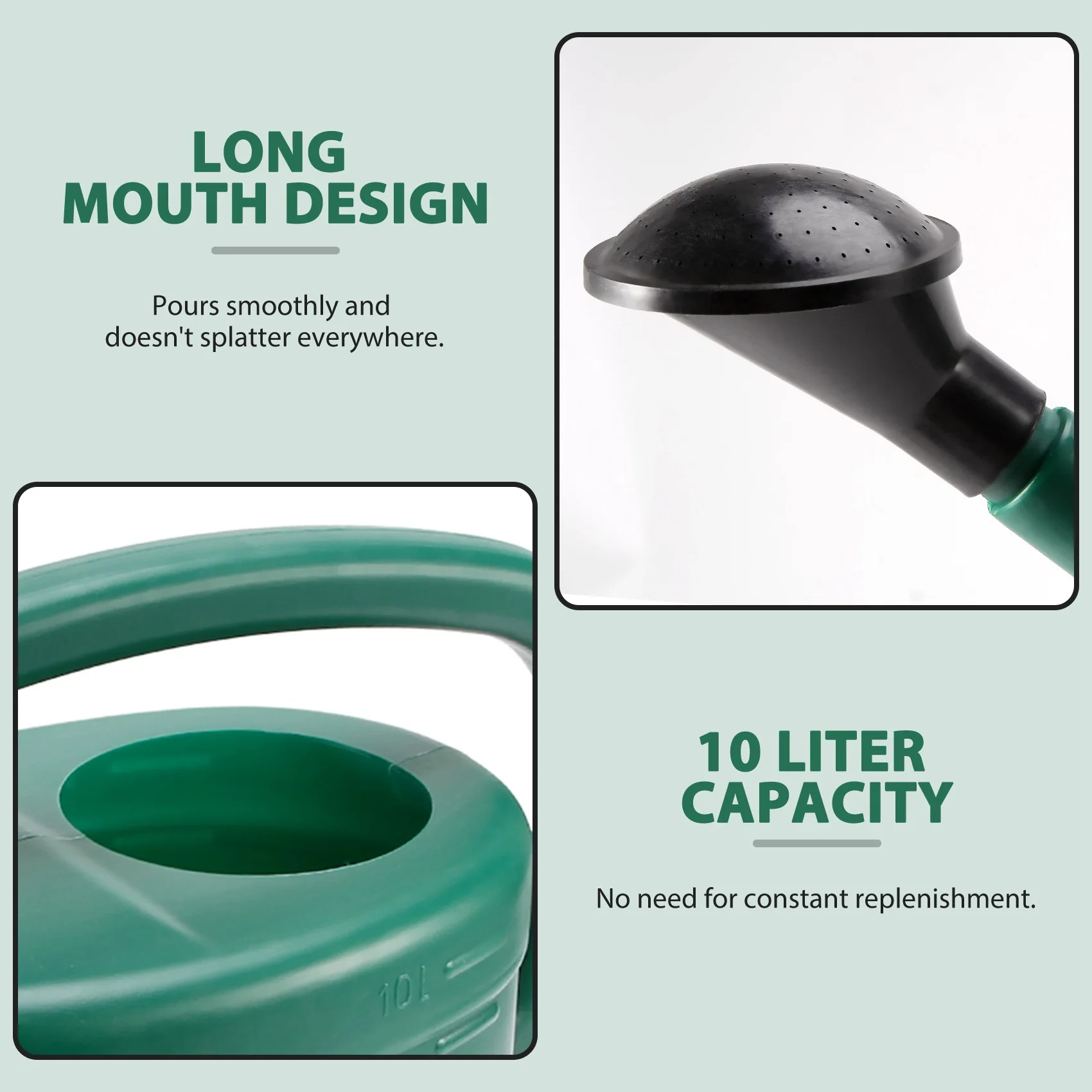 

AD-Watering Can With Green 10 Litre 2 Gallons Garden Flower Water Bottle Watering Kettle With Handle Long Mouth