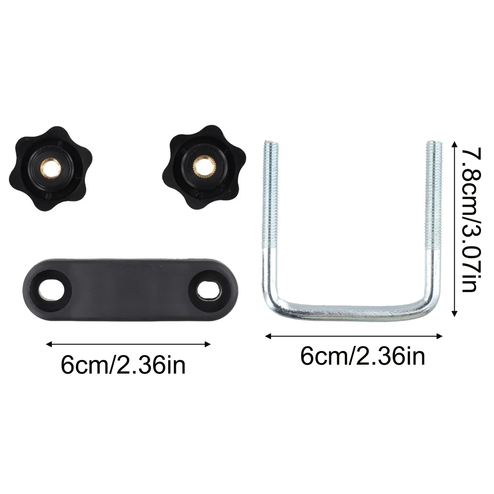 Heavy-Duty Roof-Rack Clamp U-Bracket With Locking Nut For Luggage Box Secure Metal Mounting Clip 6/8cm Black
