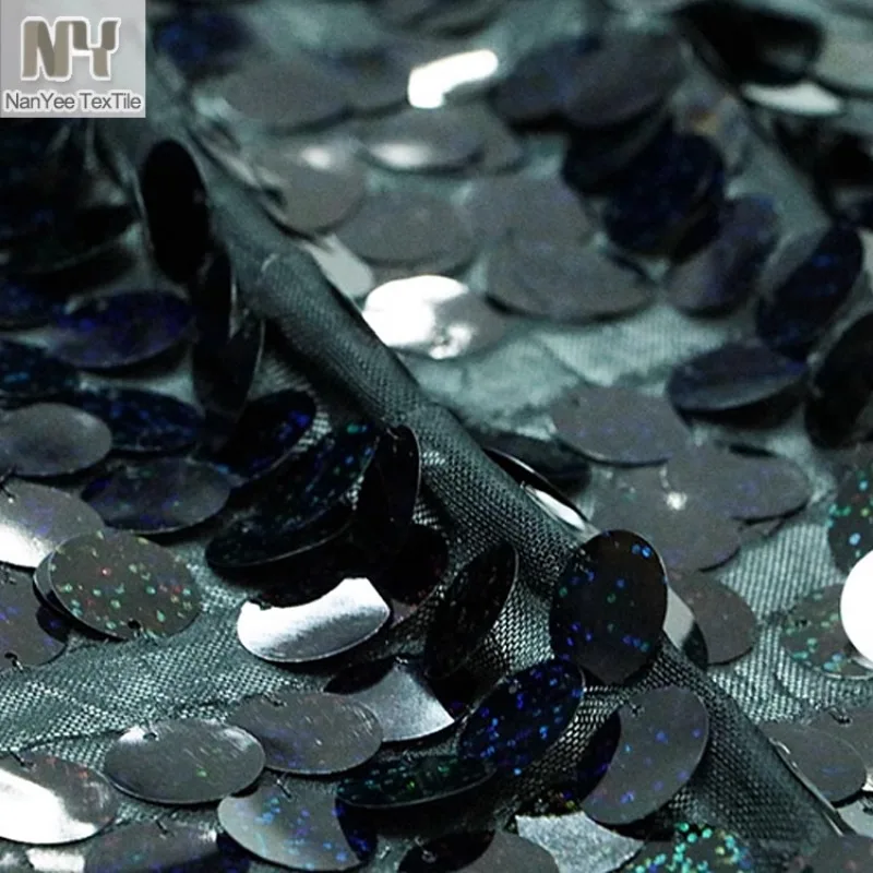Tessuto a rete con paillettes nero per abbigliamento palcoscenico per matrimoni trasmissione in diretta panno di sfondo Designer creativo cucito fai da te panno all'ingrosso