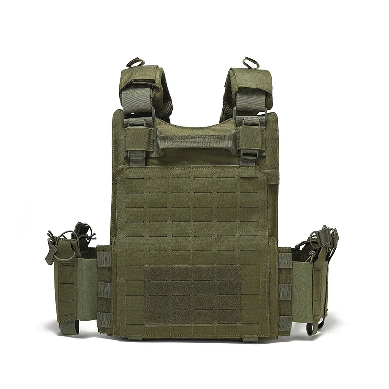 Combat Vest with Quick Release - Triple Magazine Pouch, Rescue Handle for Shooting, Hiking, Camping
