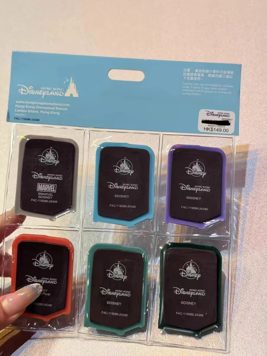 Original Hong Kong Disneyland Trash Can Magnet Set 6Pcs Park Themed Fridge Magnets Collectible Souvenir Gift view 2