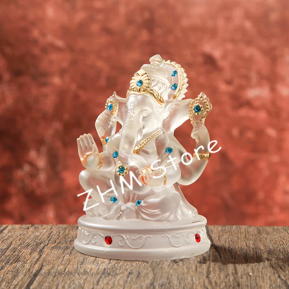10.5cm Clear Transparent Thailand Elephant God/Delicate Genesha's Wealth Home/Office Putting Decorate Figurine Ornaments