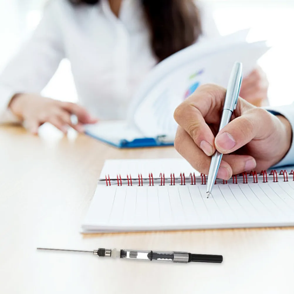 

9Pcs Fountain Pen Ink Absorption Device Sturdy Stainless Steel Plastic Easy Use Ink Auxiliary Absorber for Office Stationery Pen