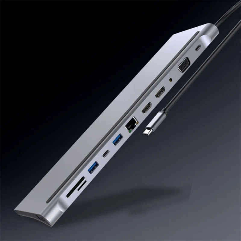 

Z 12-in-1-Type-C-USB-C Hub Adapter to 2-HDMI-USB-VGA-TF-Audio with PD for MacBook