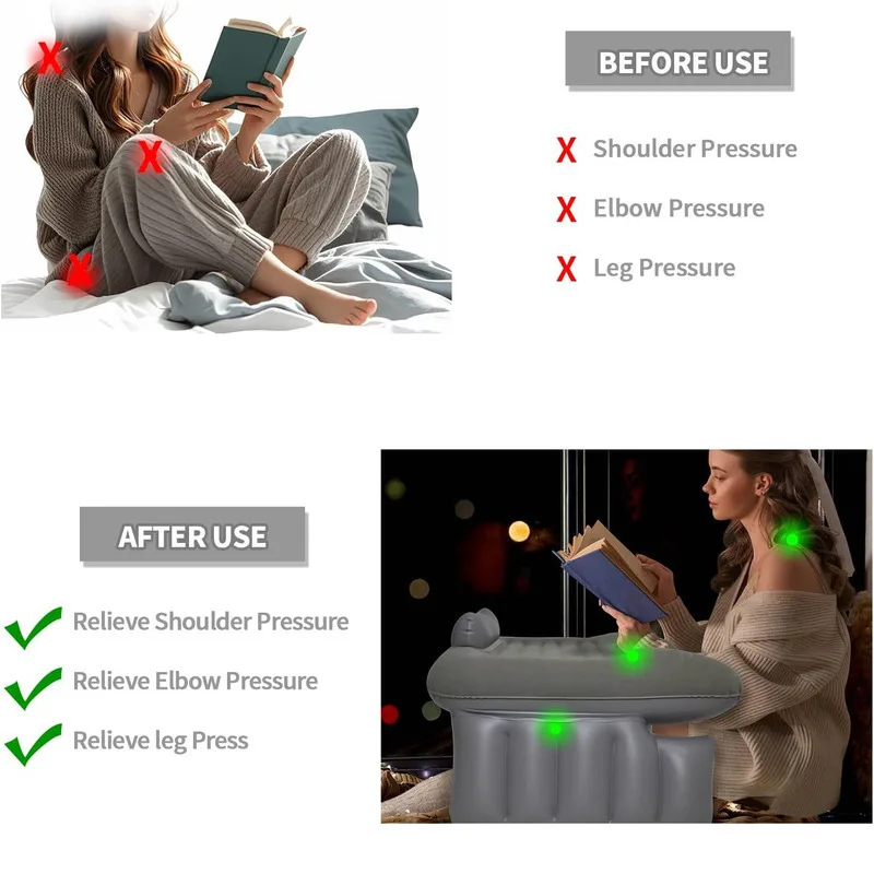 New Travel Reading Mat Computer Desk Folding Home Leisure Inflatable Table Portable Laptop Desktop Playing Working Gaming Pillow