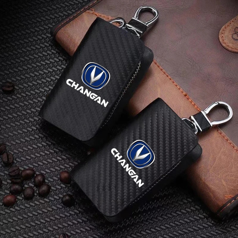

Carbon Filber Car Key Case Keys Full Cover Leather Protection Shell Bag For changan cs35 cs15 cx70 cs55 cs95 cs75 cs75fl plus