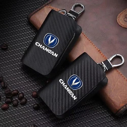 Carbon Filber Car Key Case Keys Full Cover Leather Protection Shell Bag For changan cs35 cs15 cx70 cs55 cs95 cs75 cs75fl plus