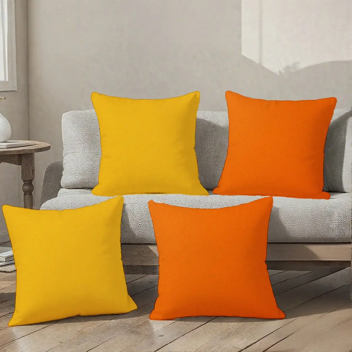 

4PCS Square Cushion Covers, Warm Tones, Soft Polyester, Autumn & Winter, Zipper, Single-sided Print, Home Deco (Sofa, Bedroom),