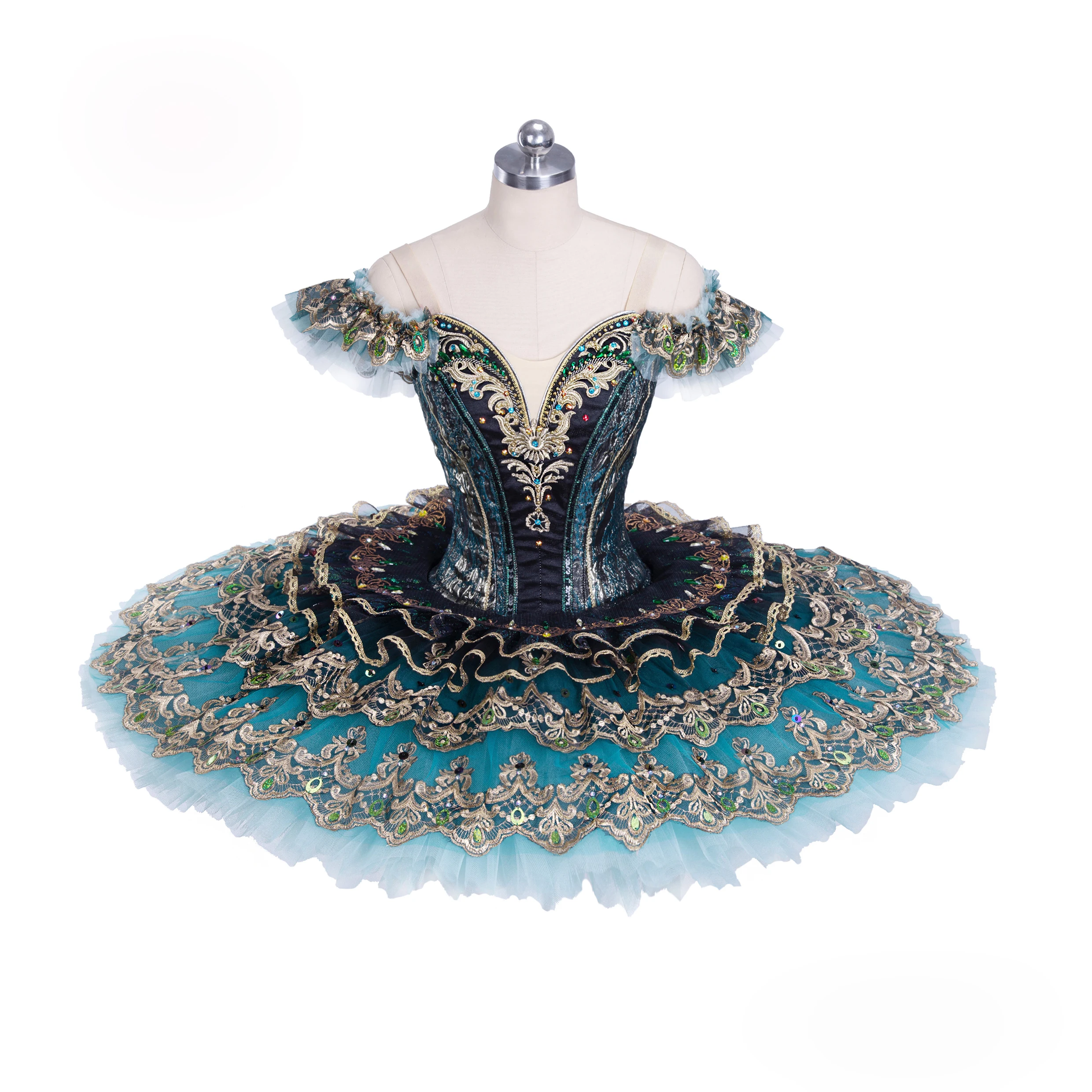 

FLTOTURE New Arrival Women Girls Black Green Esmeralda Variation Ballet Pancake Tutu Skirt YAGP Dance Competition Costumes