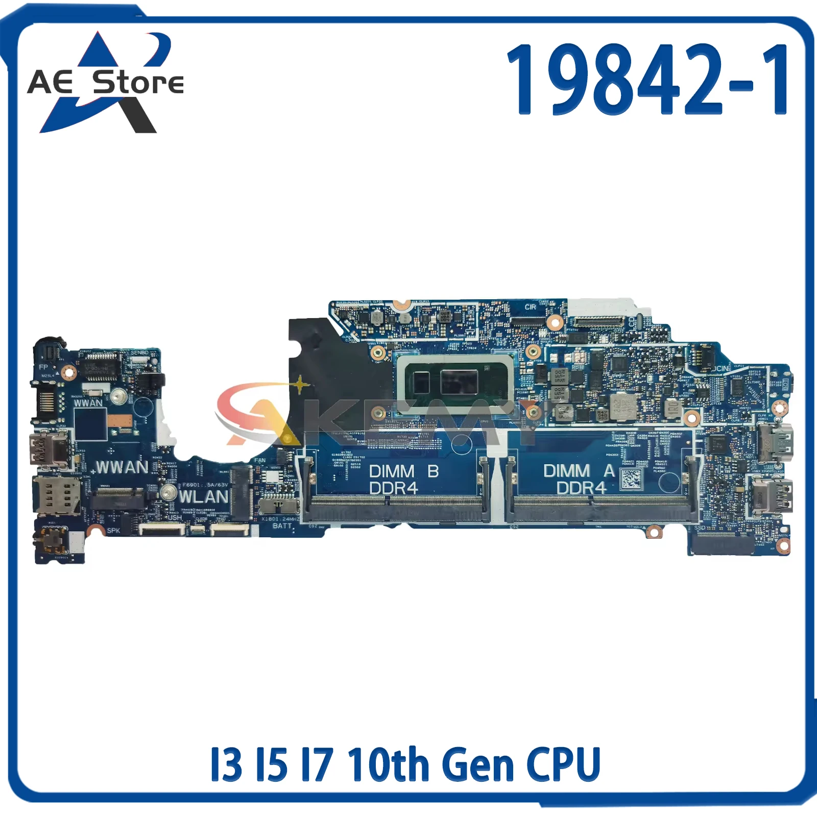 

AE 19842-1 Laptop Motherboard For Dell Latitude 5310 CN-0D2CKD CN-0KT2NC CN-0T2K7X Mainboard with I3 I5 I7 10th Gen CPU