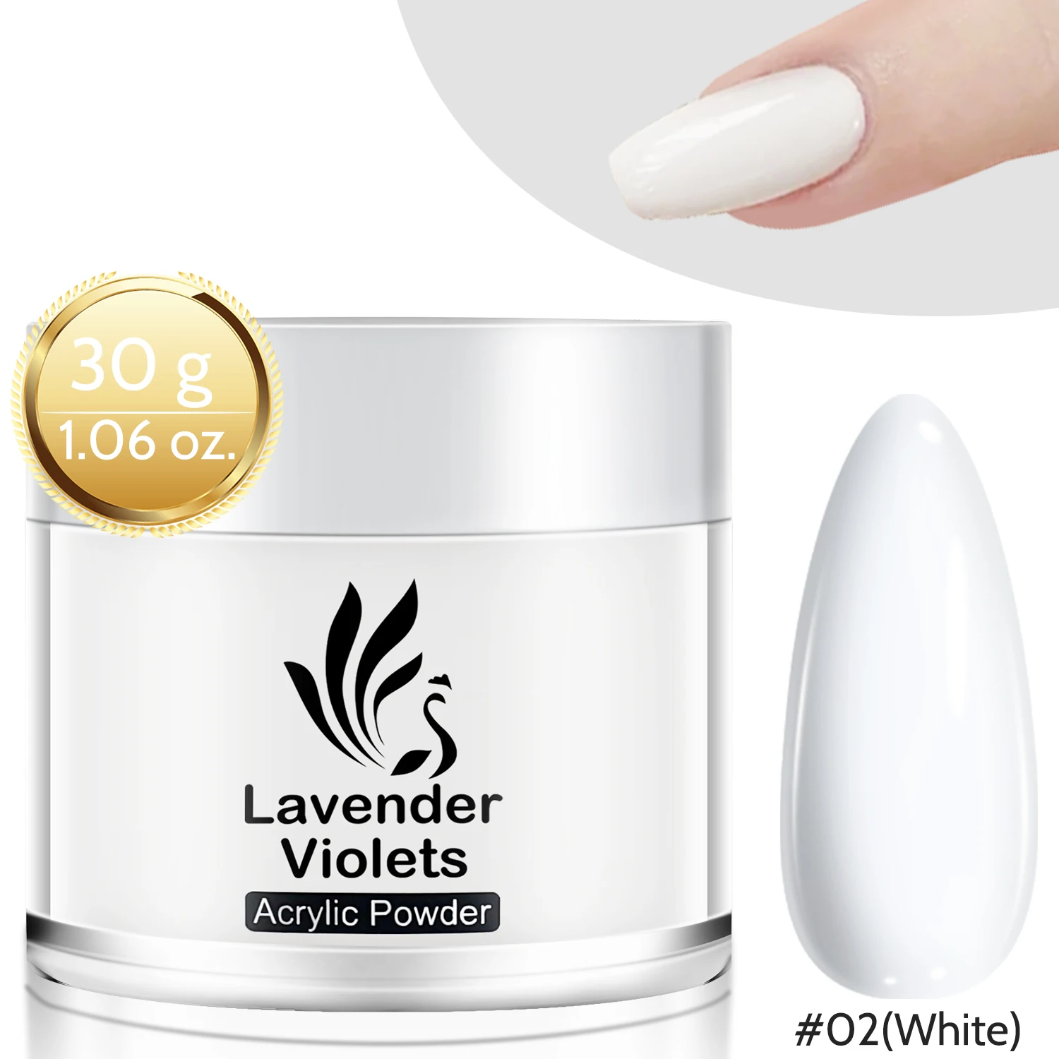 1.06 أوقية/30 جرام مسحوق أكريليك أبيض اللون ومسحوق غمس 2 في 1 يستخدم لتطويل الأظافر نحت صالون تجميل الأظافر #1