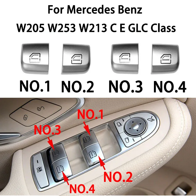 

Car Master Window Switch Repair Button Cover Door Glass Control Switch Key Cap For Mercedes Benz W205 W253 W213 C E GLC Class