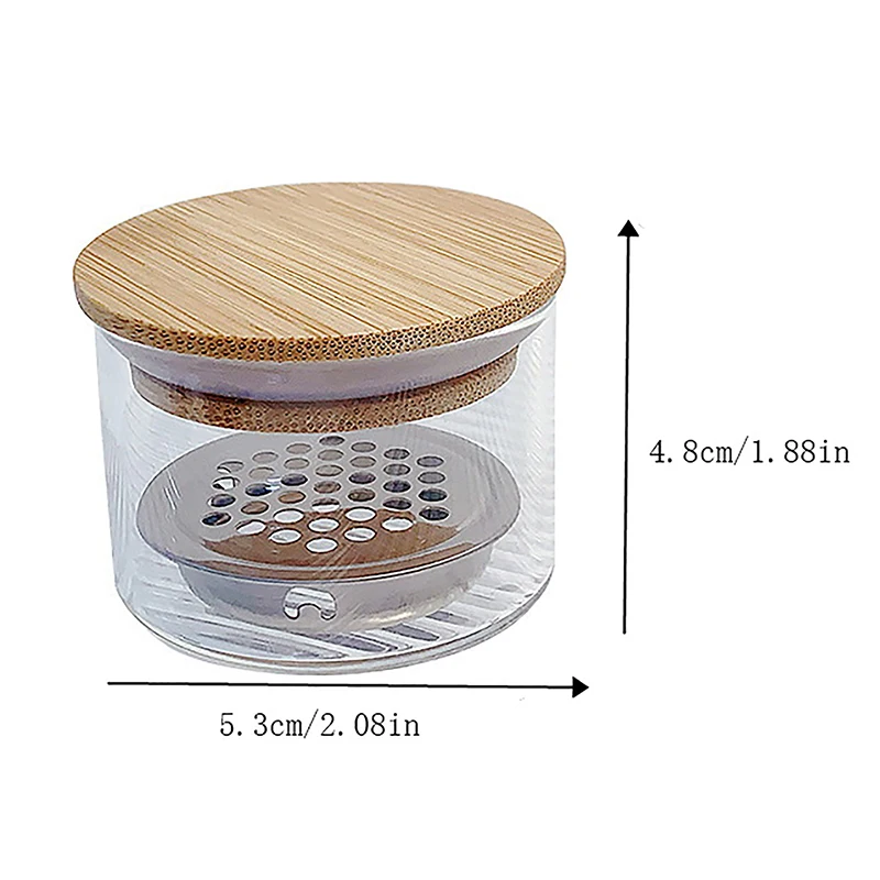 살롱용 나무 뚜껑이 있는 유리 네일 컵 1개 - 파우더, 리퀴드, 브러쉬 보울 홀더 용기 네일 아트 클리닝 도구