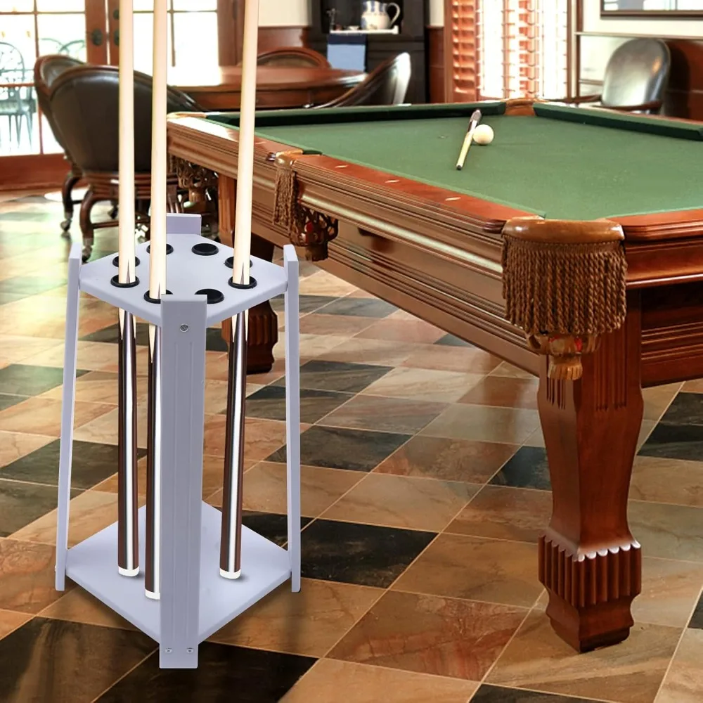 8-Hole Billiard Cue Rack Wood Multifunctional Pool Stick Stand Holder Cue Holder for Fishing Rod Golf Club