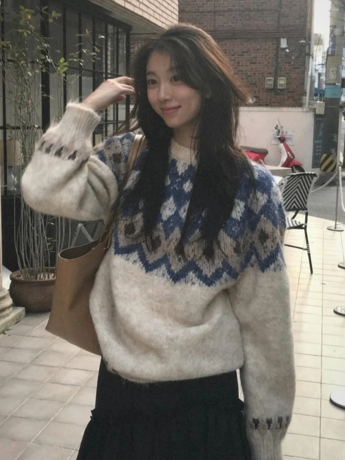 

Ins Gentle Vintage вязаный свитер с ромбовидным узором, женский дизайн, осень-зима, новый вязаный топ Sle Crew Ne