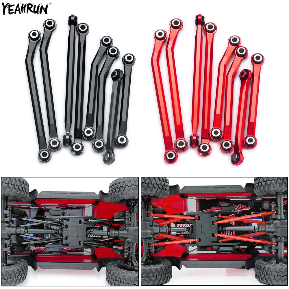 

YEAHRUN 8Pcs Metal Linkage Heightened Link Rod Set For 1/18 TRX-4M Bronco Defender RC Crawler Car Parts