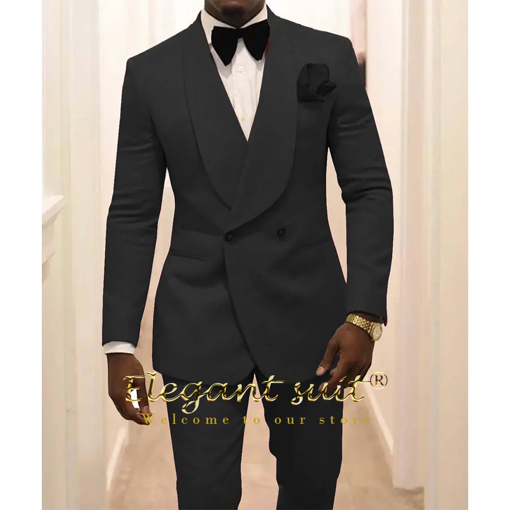 Men's shawl collar printed jacket trousers suit dress, suitable for wedding party celebration formal event custom tuxedo