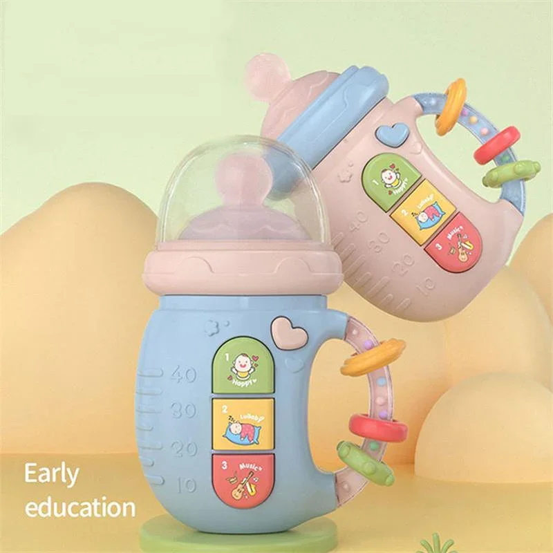 Baby Pacifier Musical Feeding Bottle Baby Rattle Teether Toys for Newborn Grip Training Soothing Music Early Educational Toy