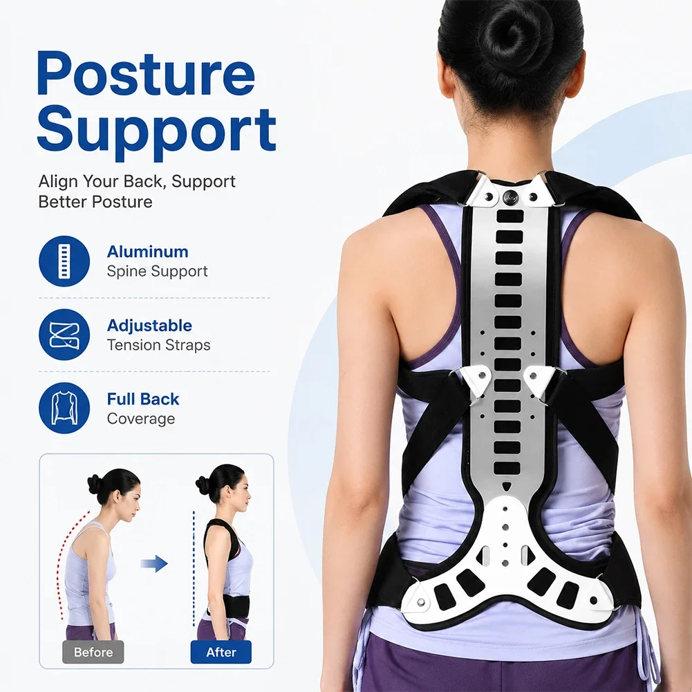 Adjustable Back Support Brace, Posture Corrector for Men Women, Lumbar Spine Support, Back Straightener for Daily Use