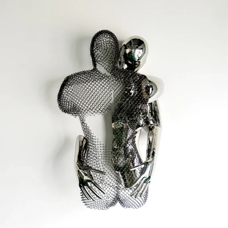 Modern Metal Abstract Human Body Art Stainless Steel Love Figurative Sculpture