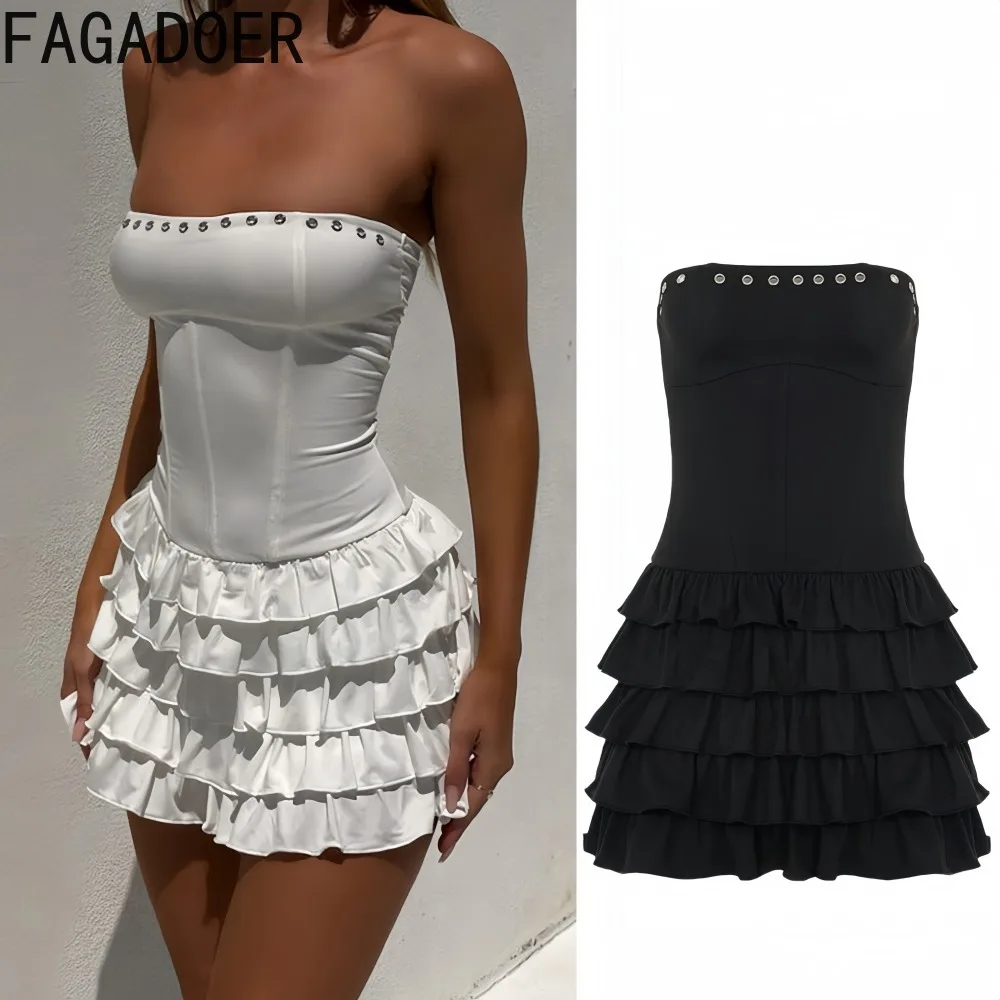 

FAGADOER Sexy Ruched Patchwork Bodycon Mini Dress Women Sleeveless Backless Pleated Dresses Female Streetwear Vestidos 2025 New