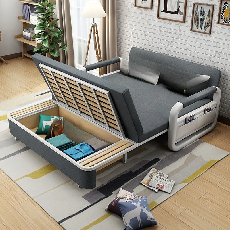 

Foldable, latex sitting and lying multi functional retractable double living room sofa